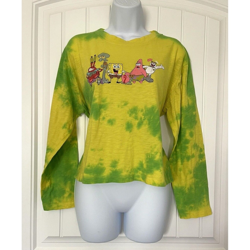 Nickelodeon Sponge Bob Squarepants Tie Cropped Shirt Women's Size XL‎ (15-17)